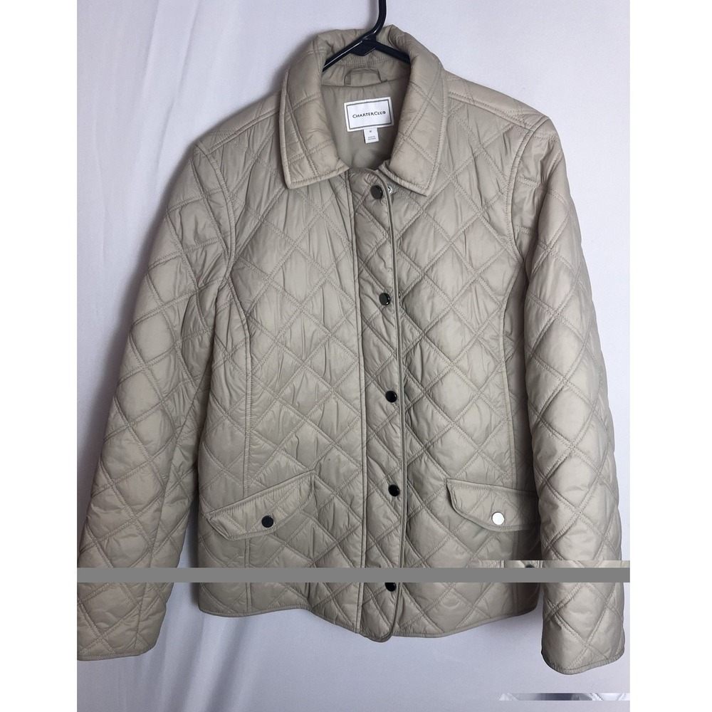 Charter Club Quilted Women's Beige Lightweight Jacket Size Medium